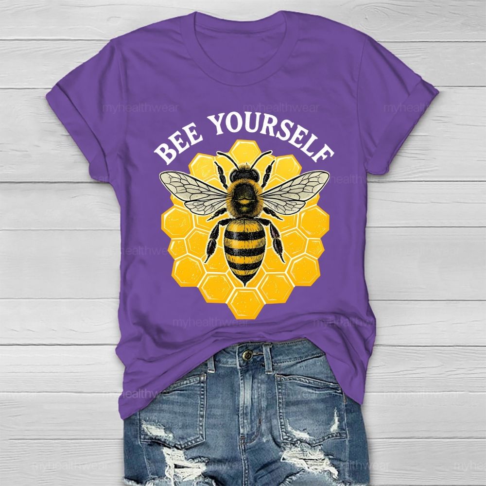 Bee Yourself Bee Plaid Pattern  Healthwear T-shirt