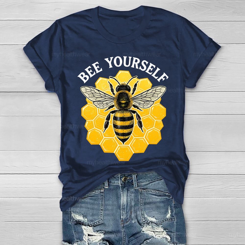 Bee Yourself Bee Plaid Pattern  Healthwear T-shirt