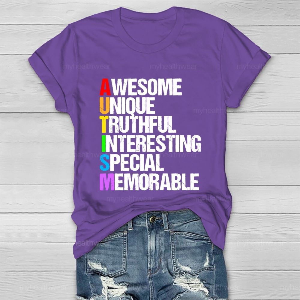 Awesome  Unique  Truthful  Interesting  Special  Memorable   Healthwear T-shirt