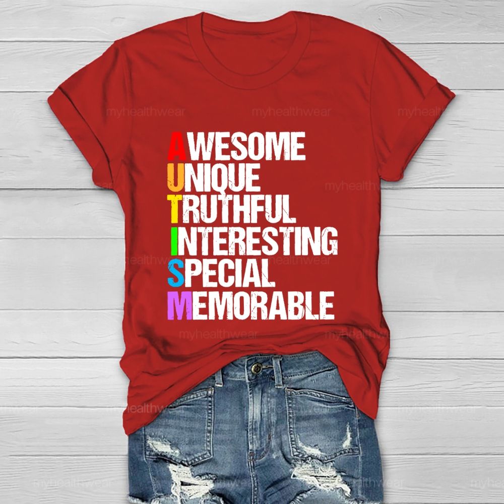 Awesome  Unique  Truthful  Interesting  Special  Memorable   Healthwear T-shirt
