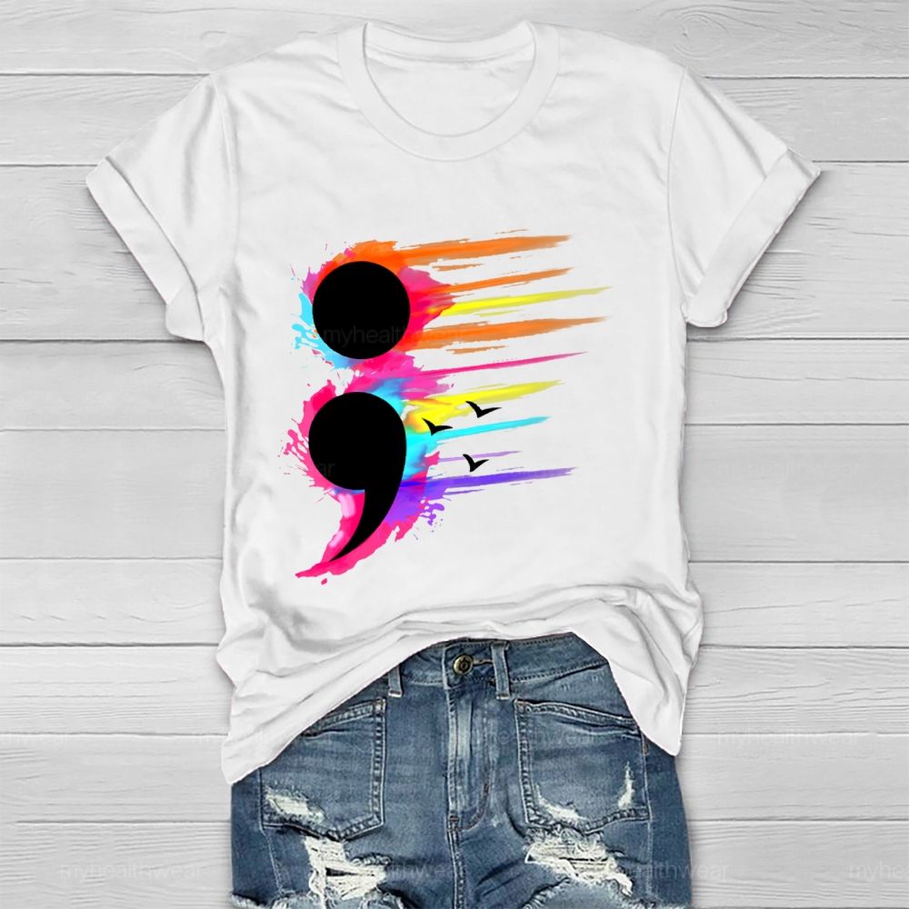 Colorful Semicolon Graphics  Healthwear T-shirt
