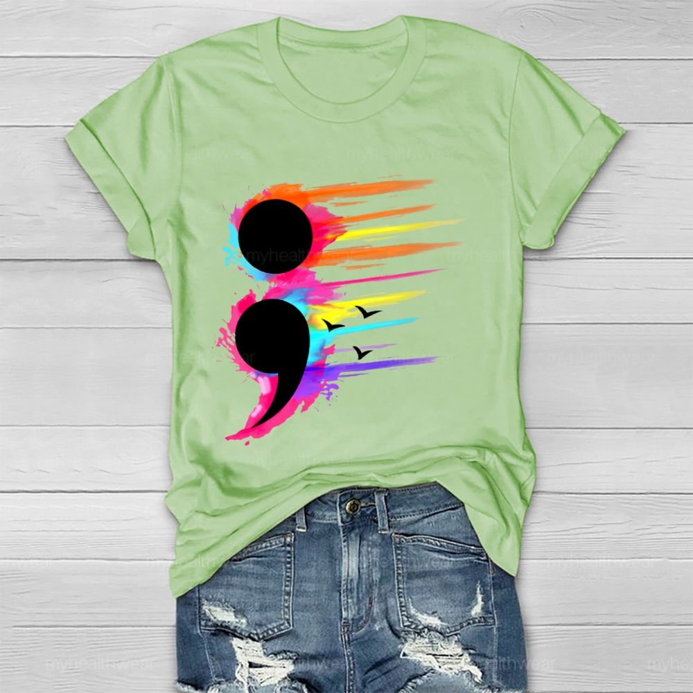 Colorful Semicolon Graphics  Healthwear T-shirt