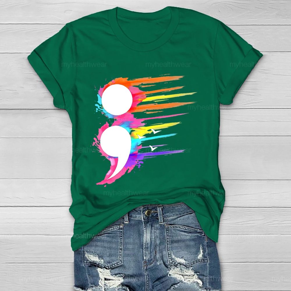 Colorful Semicolon Graphics  Healthwear T-shirt