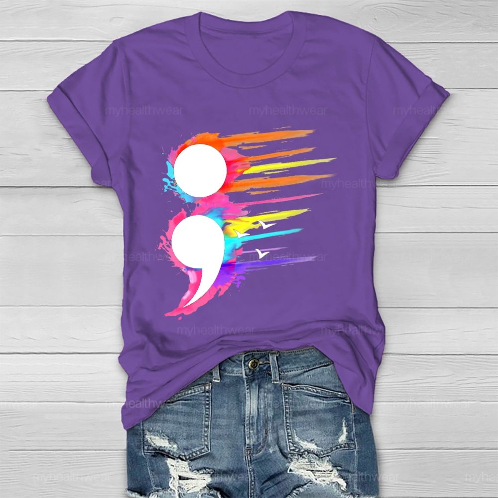 Colorful Semicolon Graphics  Healthwear T-shirt