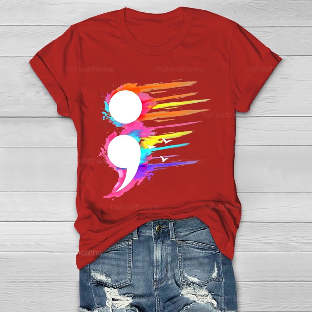 Colorful Semicolon Graphics  Healthwear T-shirt