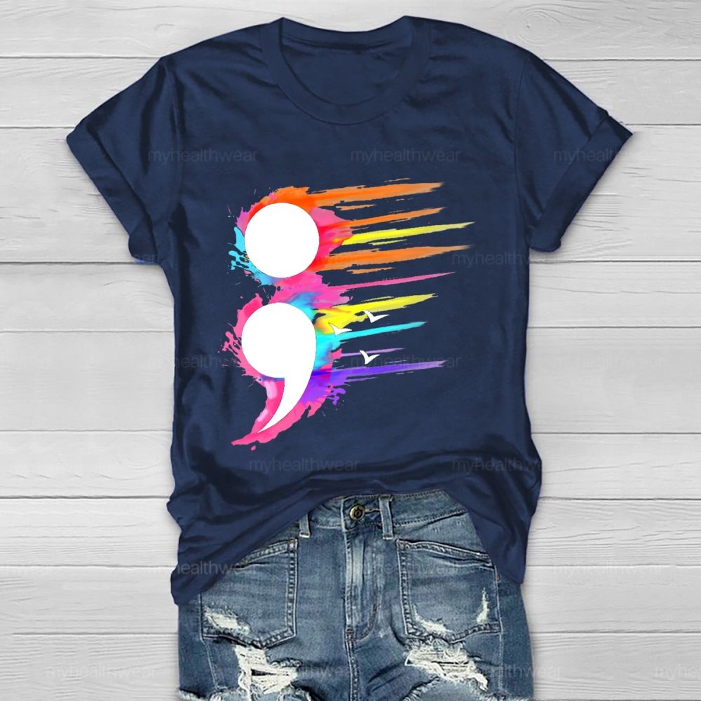 Colorful Semicolon Graphics  Healthwear T-shirt