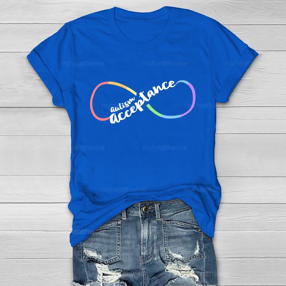 Autism Acceptance Infinity Symbol  Graphic  Healthwear T-shirt