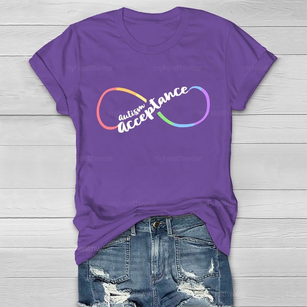 Autism Acceptance Infinity Symbol  Graphic  Healthwear T-shirt