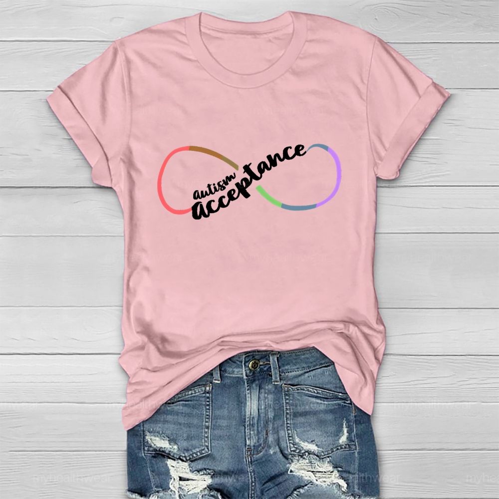 Autism Acceptance Infinity Symbol  Graphic  Healthwear T-shirt