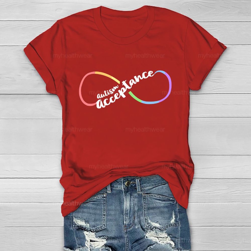 Autism Acceptance Infinity Symbol  Graphic  Healthwear T-shirt