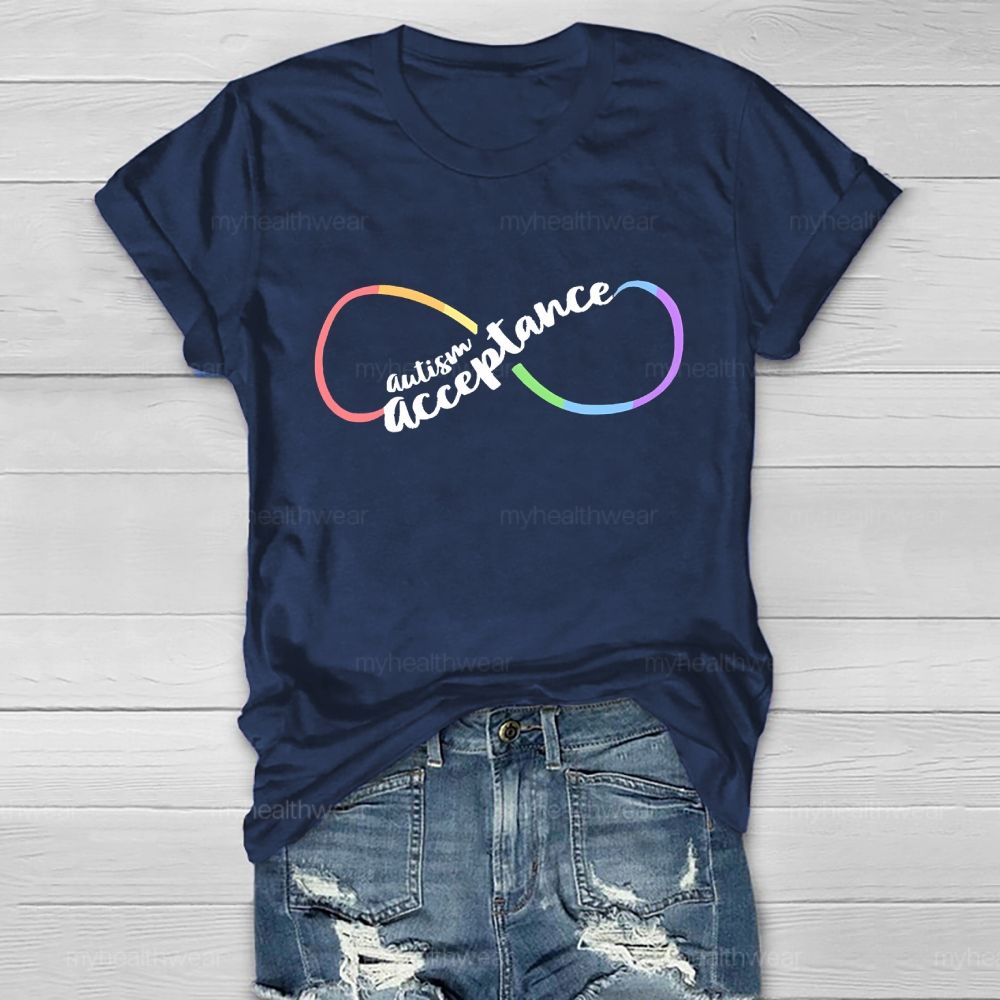 Autism Acceptance Infinity Symbol  Graphic  Healthwear T-shirt