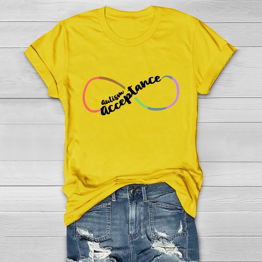 Autism Acceptance Infinity Symbol  Graphic  Healthwear T-shirt