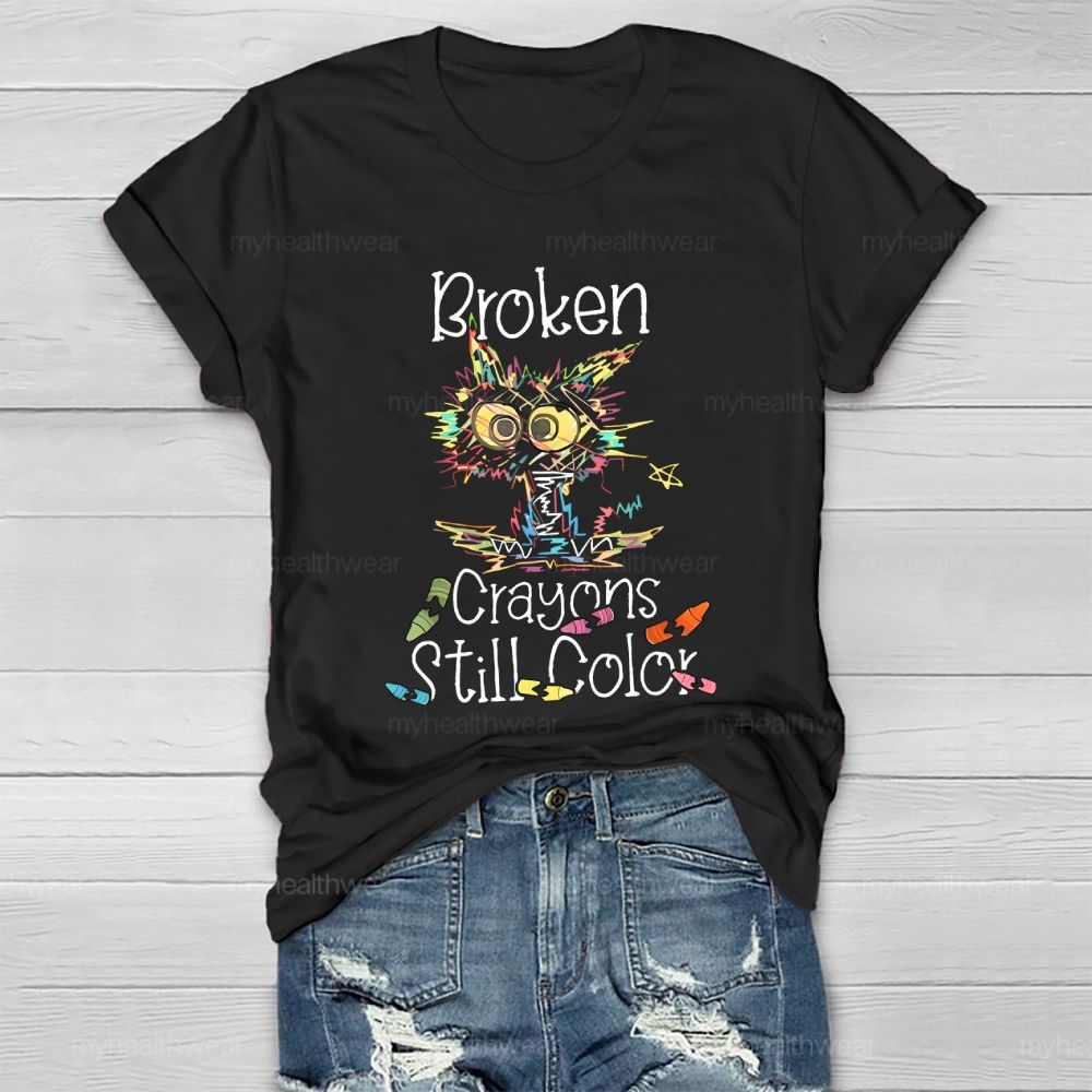 Broken Crayons Still Color  Colorful  Cat  Graphic  Healthwear T-shirt