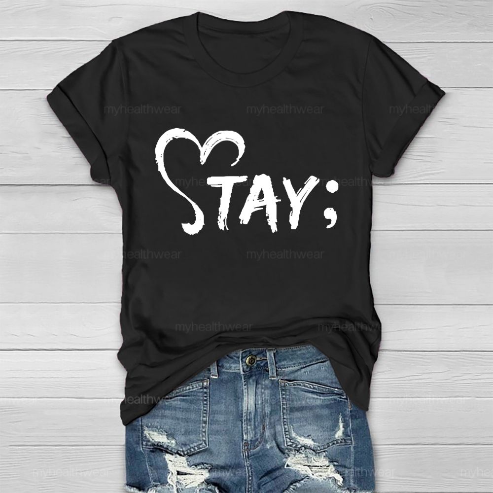 Stay  Letters Graphic  Healthwear T-shirt