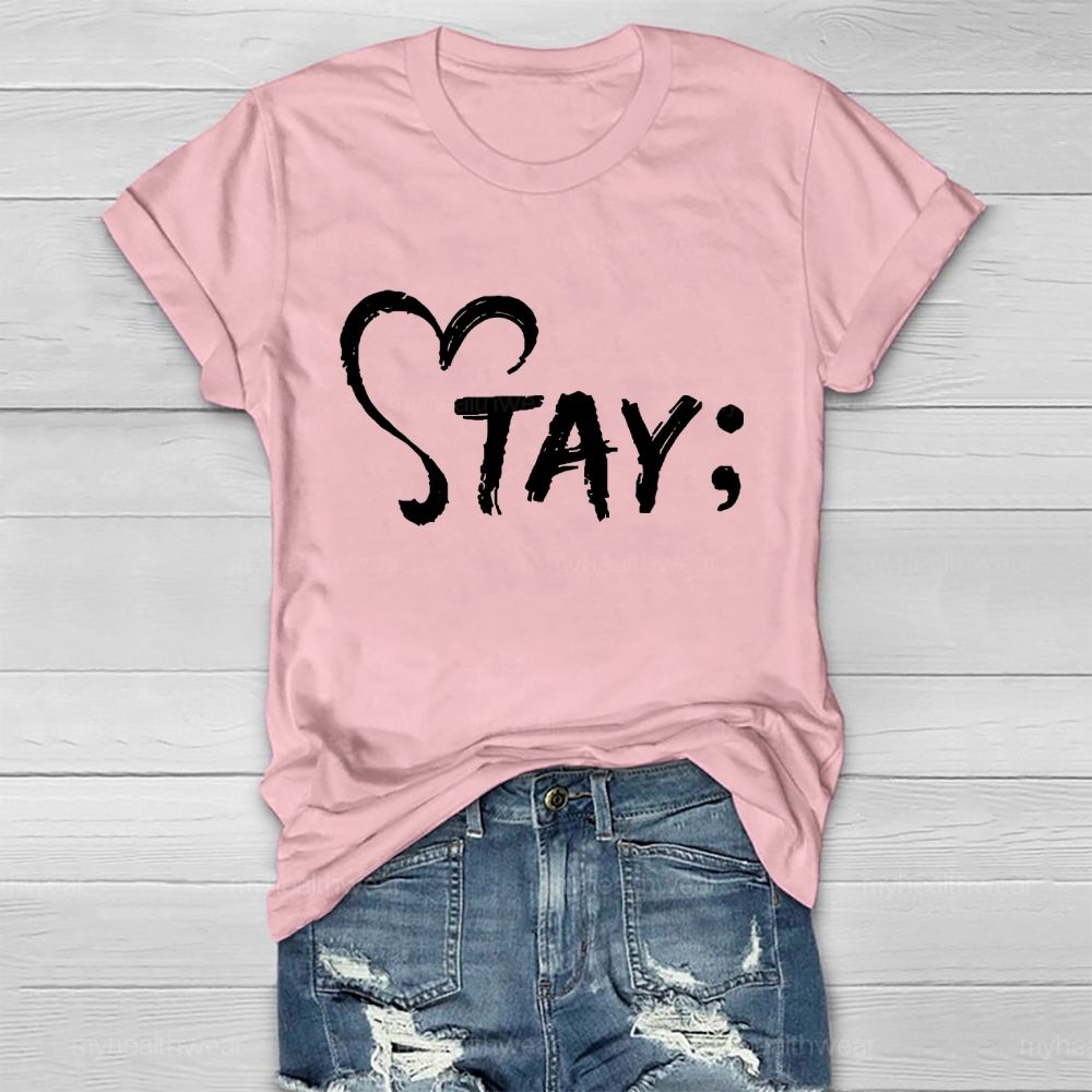 Stay  Letters Graphic  Healthwear T-shirt