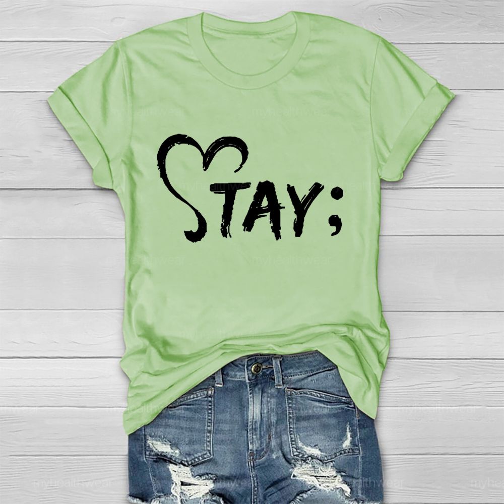 Stay  Letters Graphic  Healthwear T-shirt