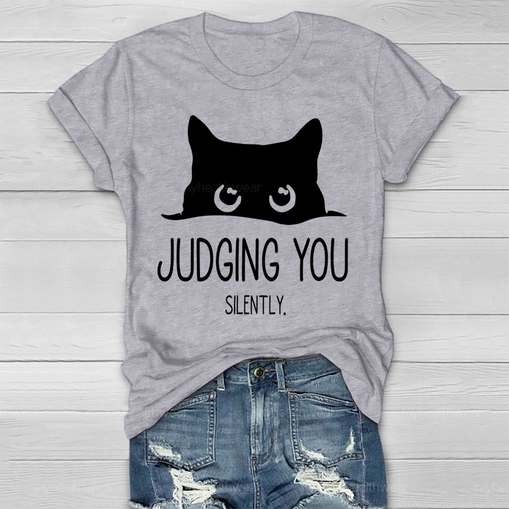 Judging You Silently Cat  Healthwear T-shirt