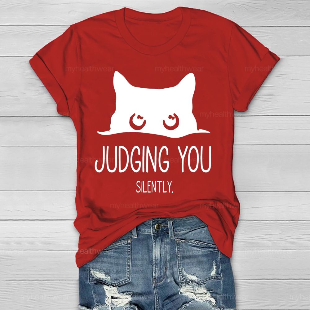 Judging You Silently Cat  Healthwear T-shirt