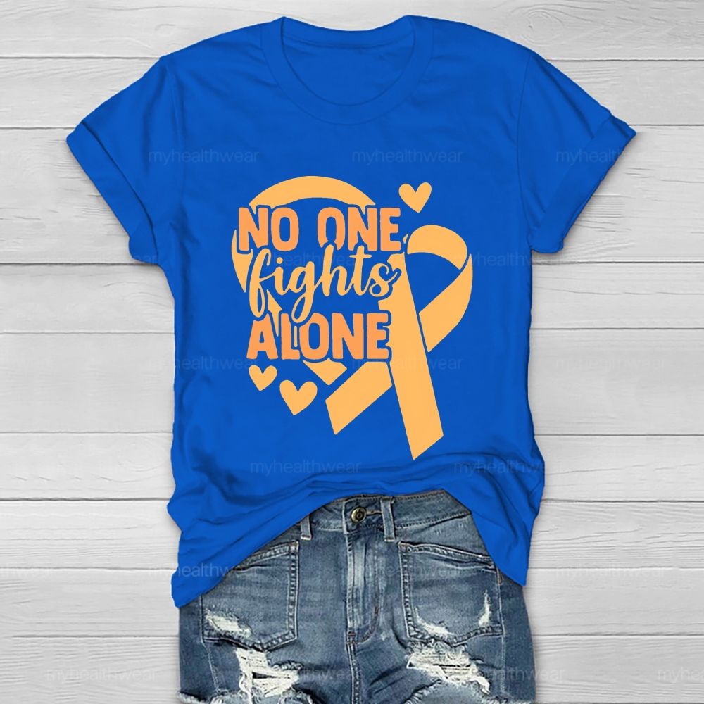 No One Fights Alone Orange Ribbon Graphic  Healthwear T-shirt