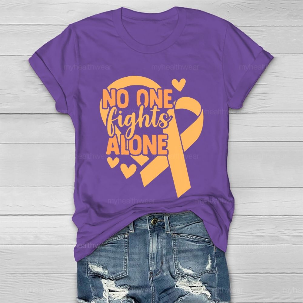 No One Fights Alone Orange Ribbon Graphic  Healthwear T-shirt
