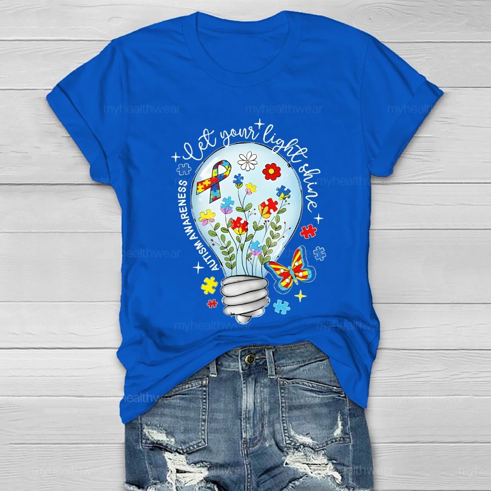 Let Your Light Shine Autism Awareness   Healthwear T-shirt