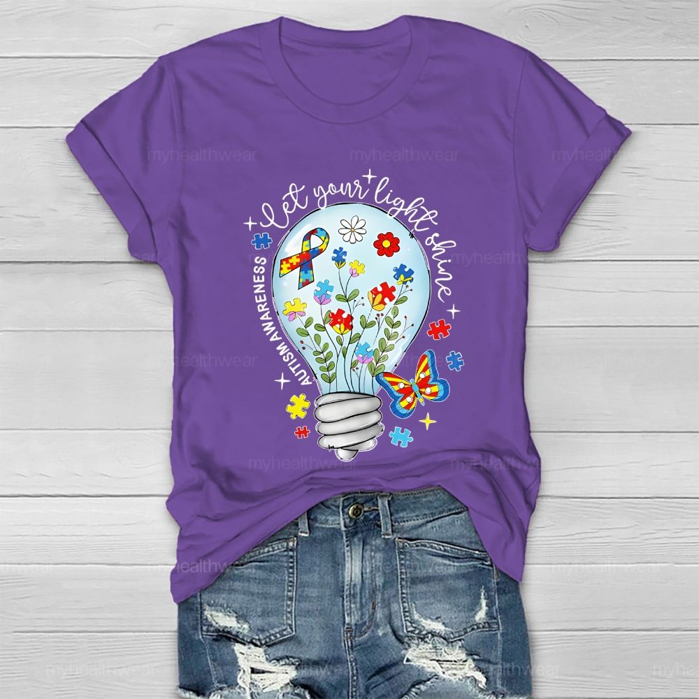 Let Your Light Shine Autism Awareness   Healthwear T-shirt