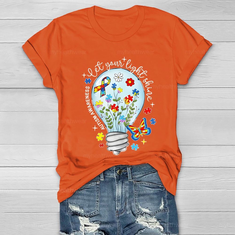Let Your Light Shine Autism Awareness   Healthwear T-shirt