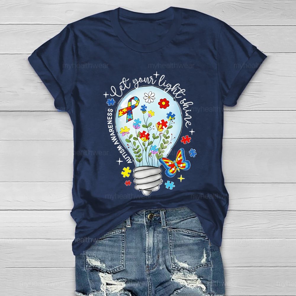 Let Your Light Shine Autism Awareness   Healthwear T-shirt