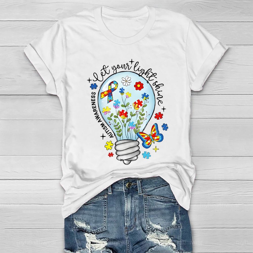 Let Your Light Shine Autism Awareness   Healthwear T-shirt