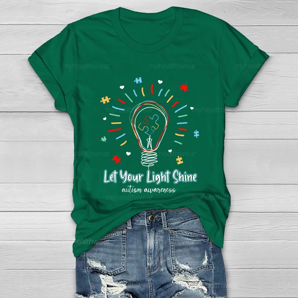 Let Your Light Shine  Autism Awareness Shape  Healthwear T-shirt