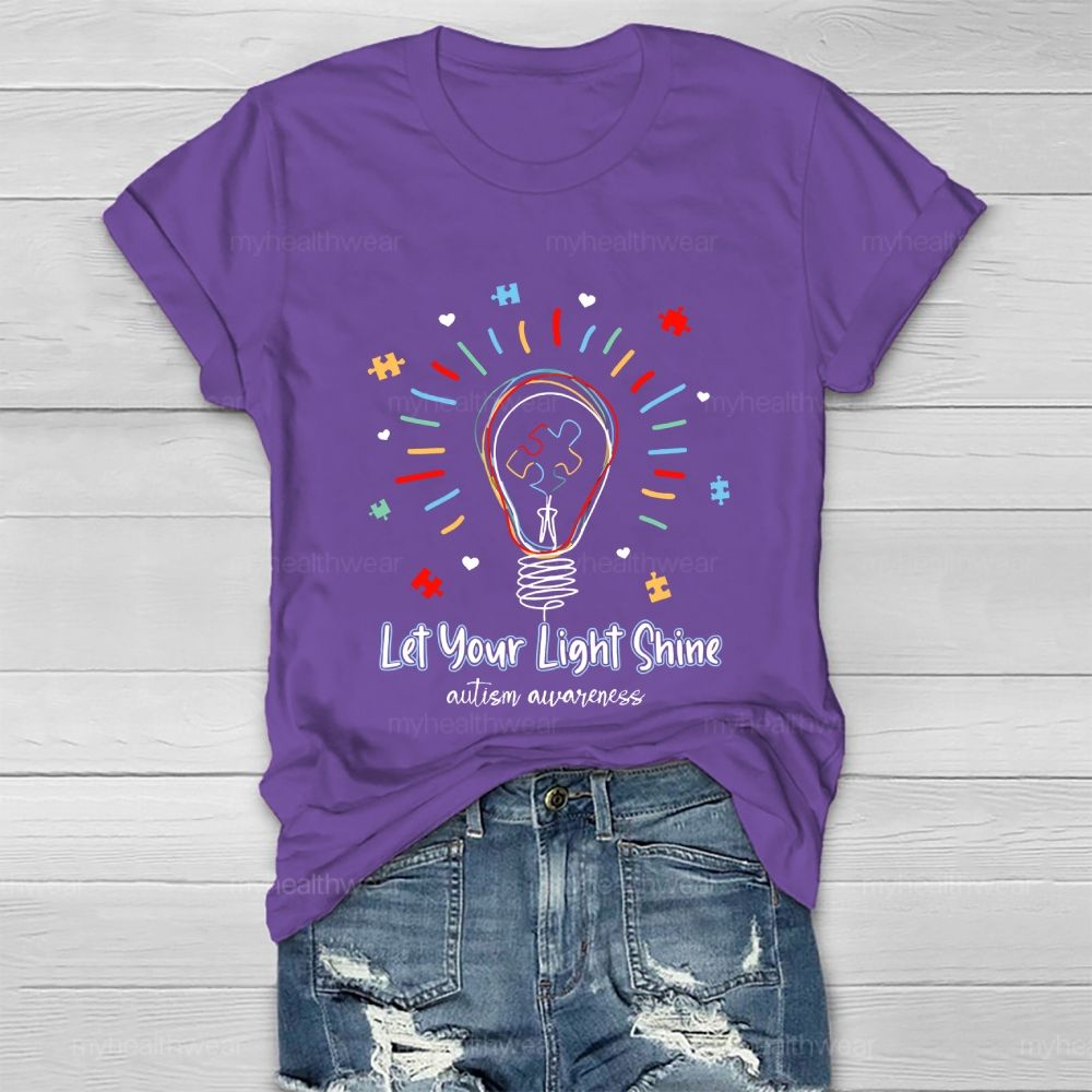 Let Your Light Shine  Autism Awareness Shape  Healthwear T-shirt