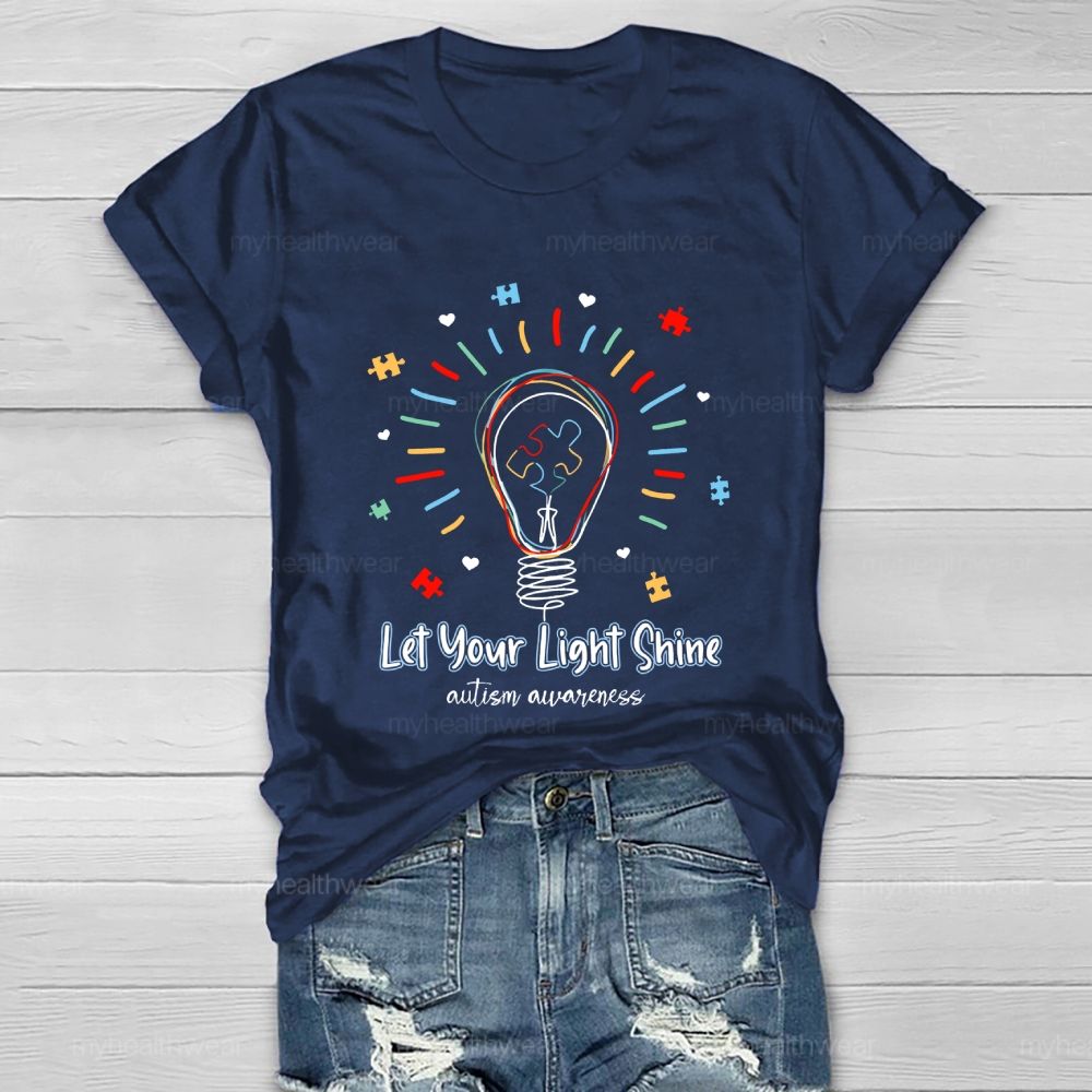 Let Your Light Shine  Autism Awareness Shape  Healthwear T-shirt