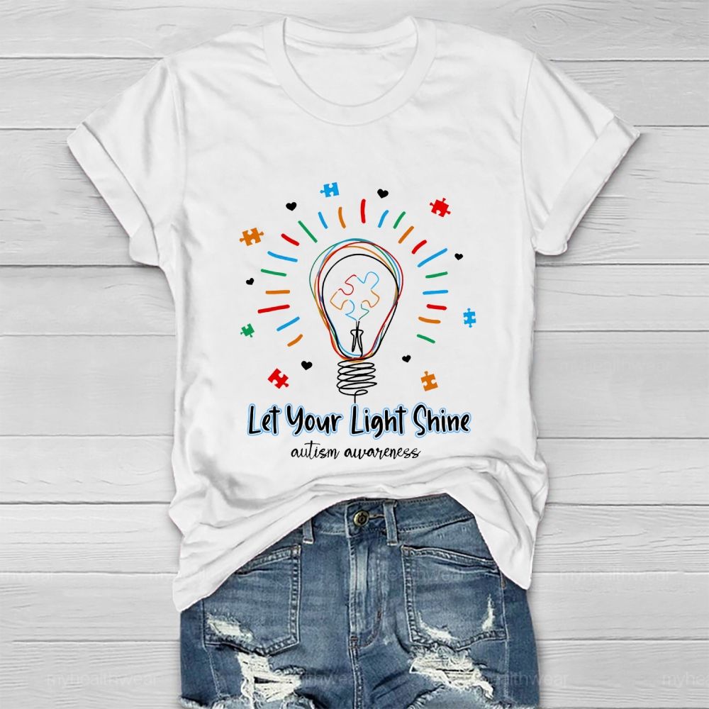 Let Your Light Shine  Autism Awareness Shape  Healthwear T-shirt
