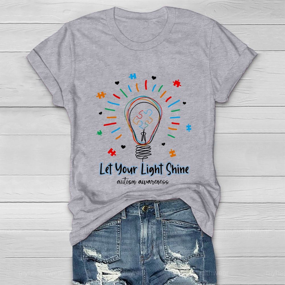 Let Your Light Shine  Autism Awareness Shape  Healthwear T-shirt
