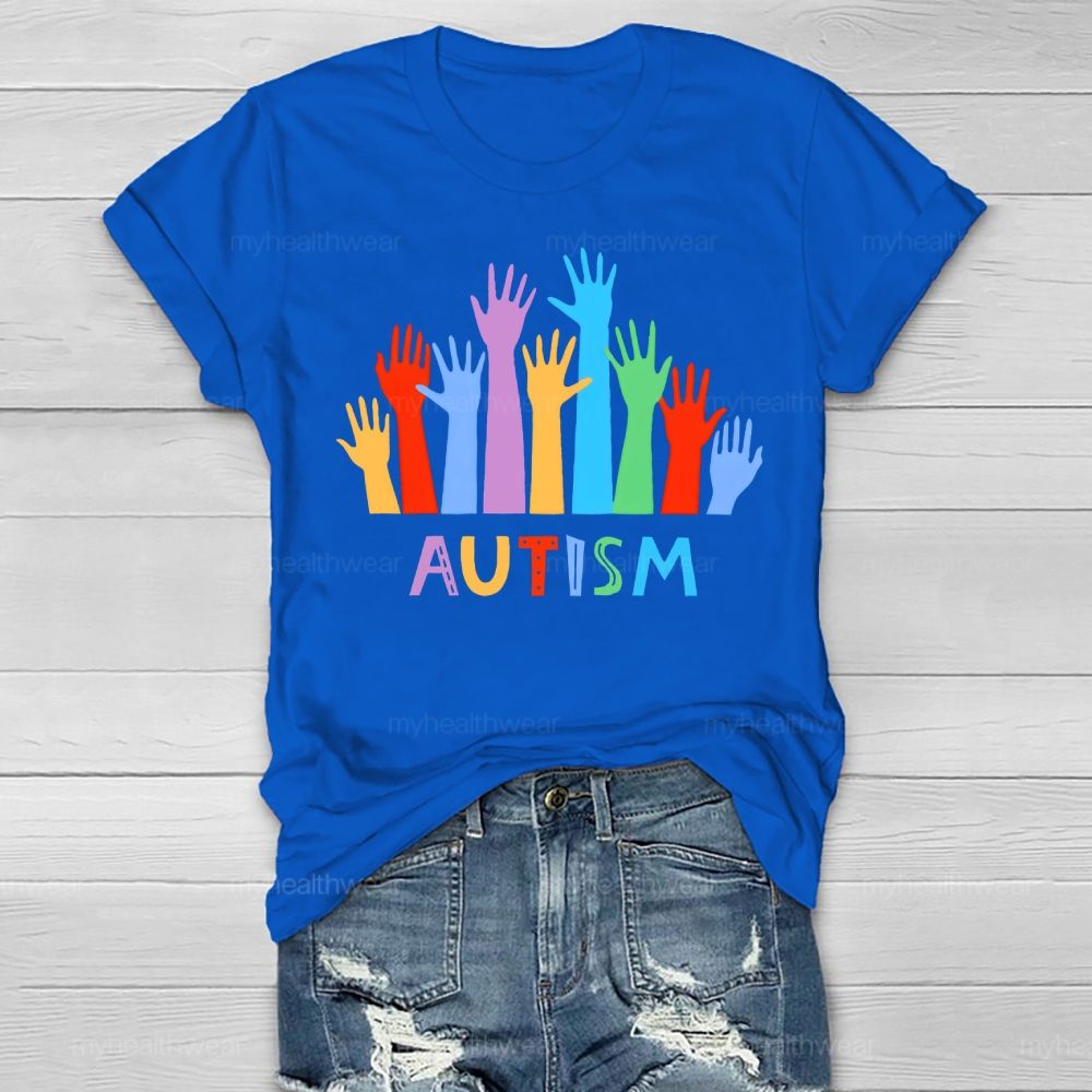 Autism Colorful Handprint Graphic  Healthwear T-shirt