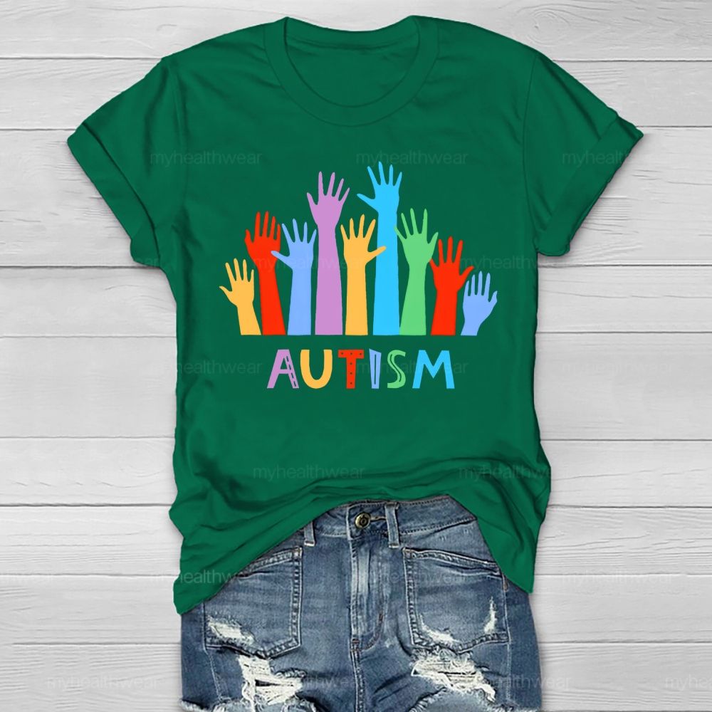 Autism Colorful Handprint Graphic  Healthwear T-shirt
