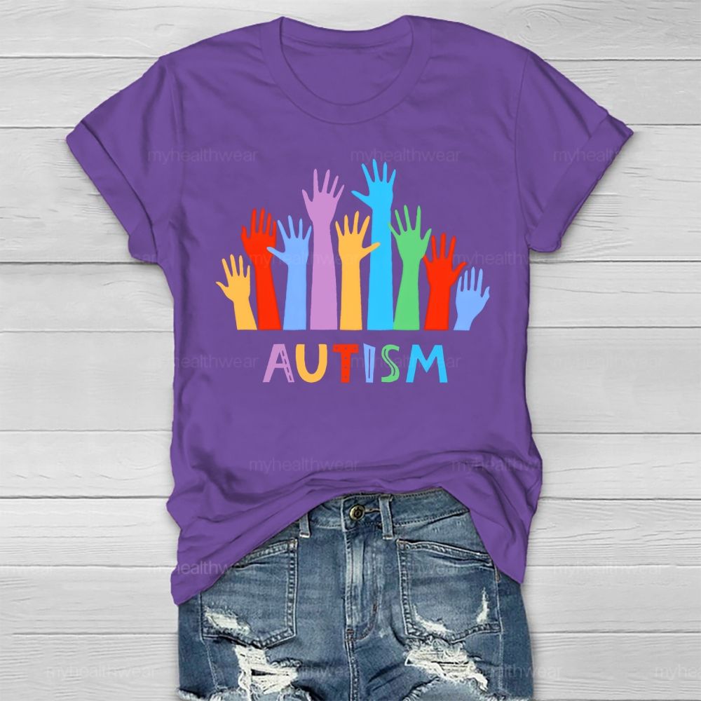 Autism Colorful Handprint Graphic  Healthwear T-shirt