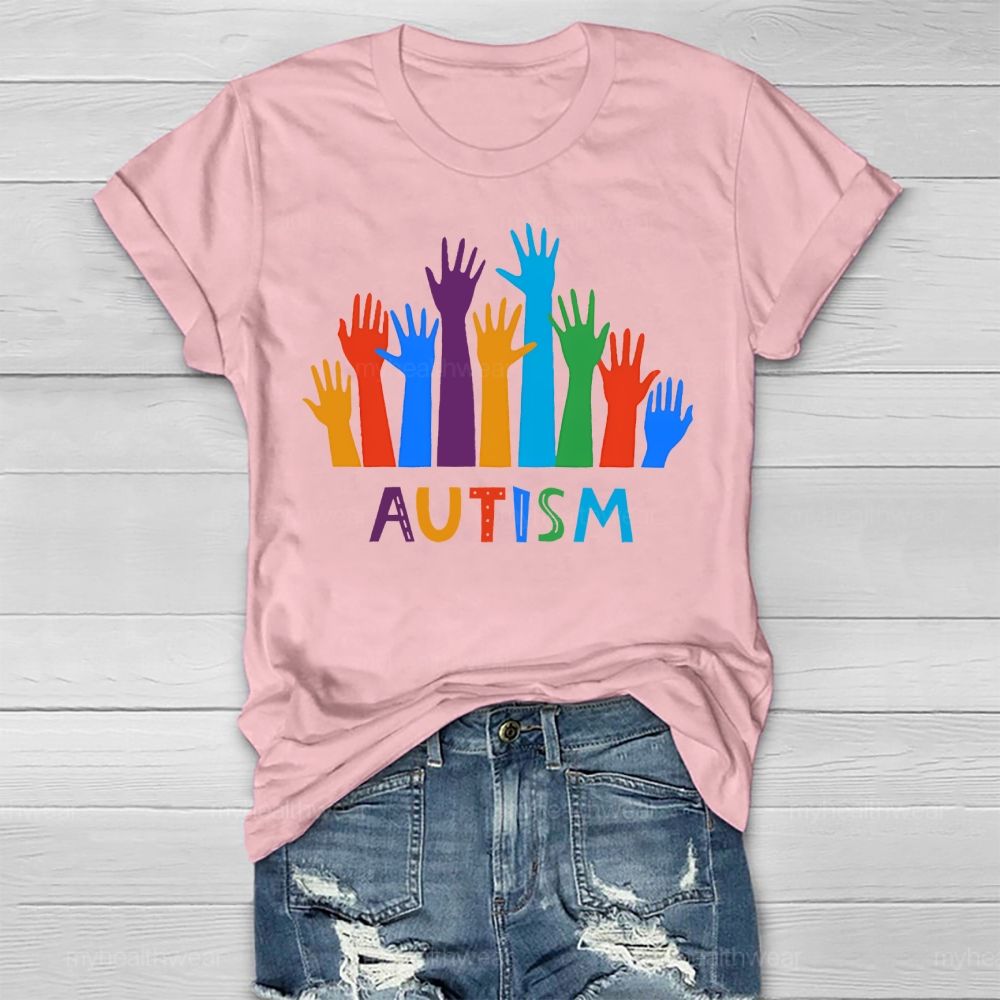Autism Colorful Handprint Graphic  Healthwear T-shirt