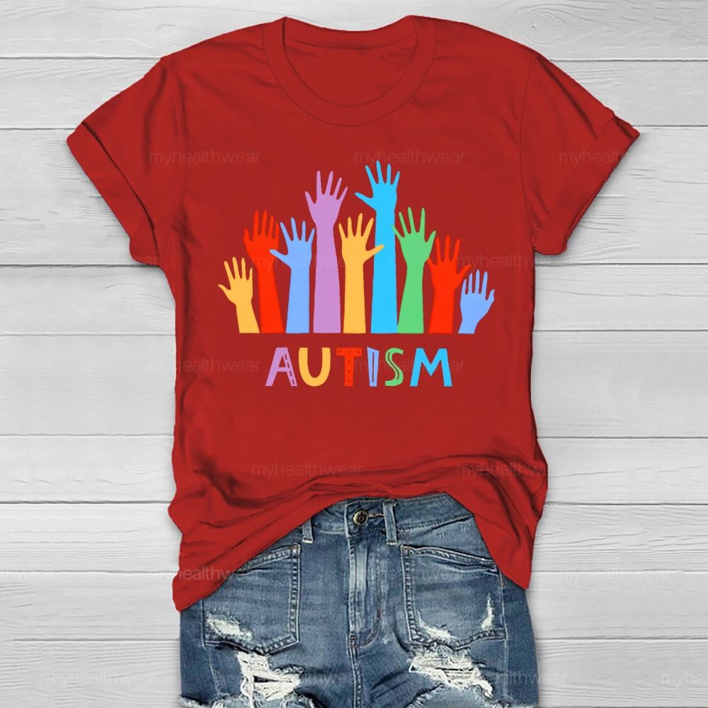 Autism Colorful Handprint Graphic  Healthwear T-shirt