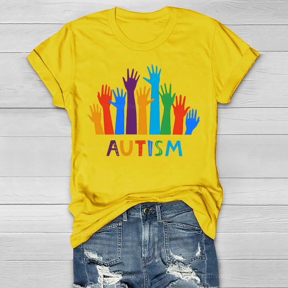 Autism Colorful Handprint Graphic  Healthwear T-shirt