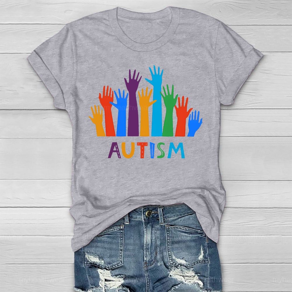 Autism Colorful Handprint Graphic  Healthwear T-shirt