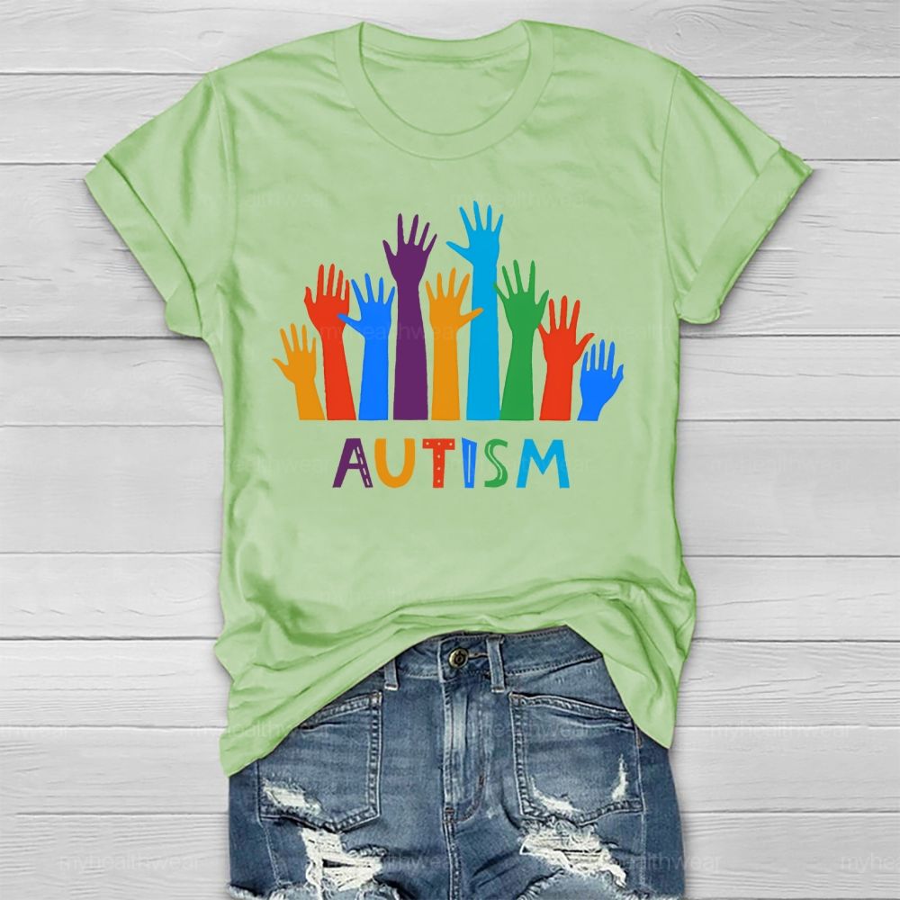 Autism Colorful Handprint Graphic  Healthwear T-shirt