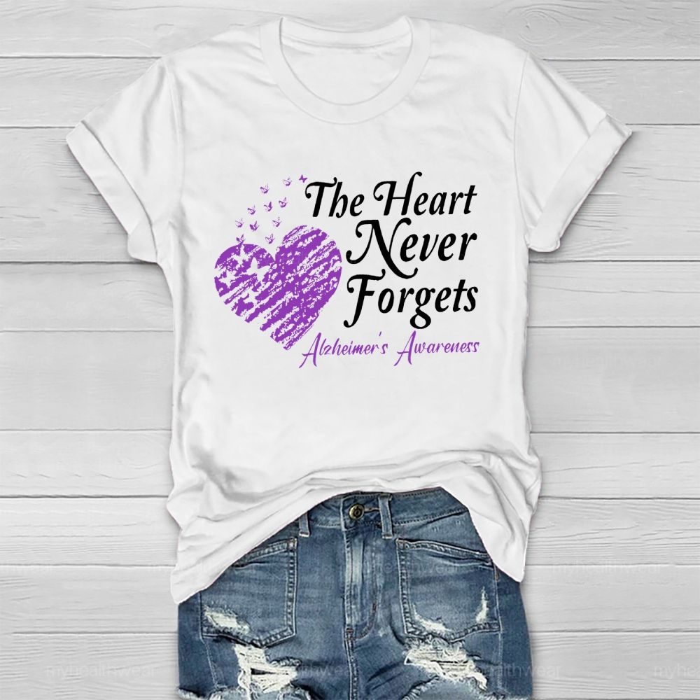 The Heart Never Forgets  Alzheimer's Awareness   Healthwear T-shirt