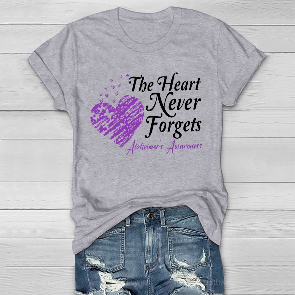 The Heart Never Forgets  Alzheimer's Awareness   Healthwear T-shirt