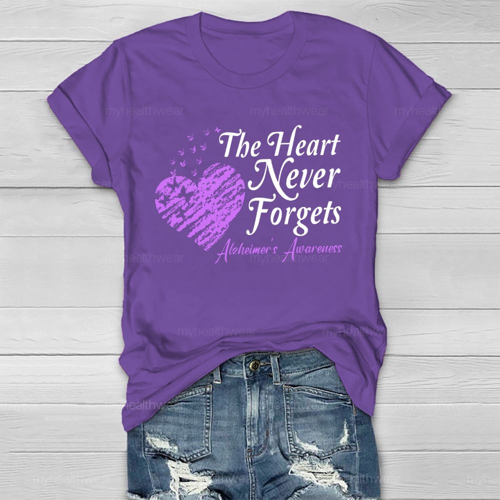The Heart Never Forgets  Alzheimer's Awareness   Healthwear T-shirt