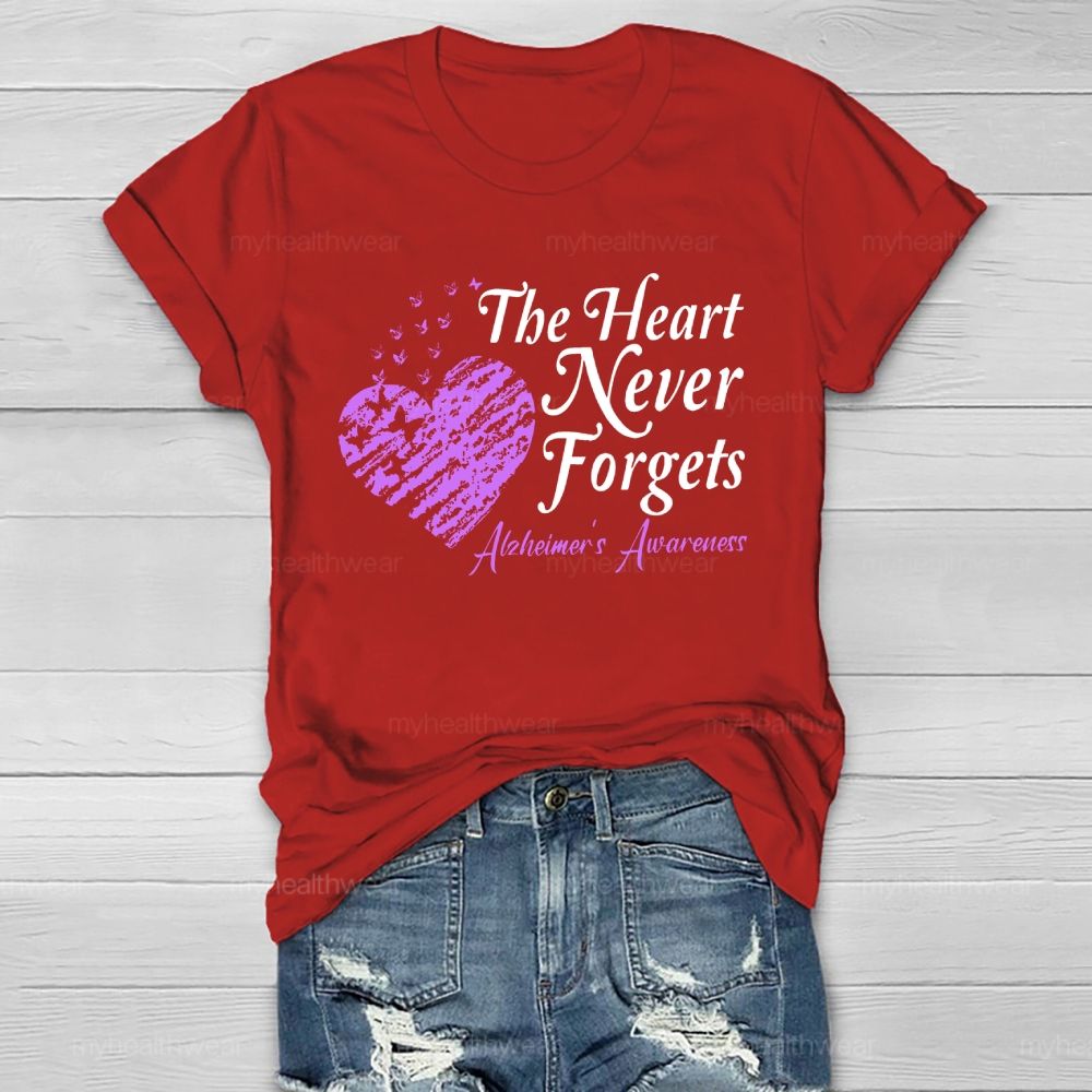 The Heart Never Forgets  Alzheimer's Awareness   Healthwear T-shirt