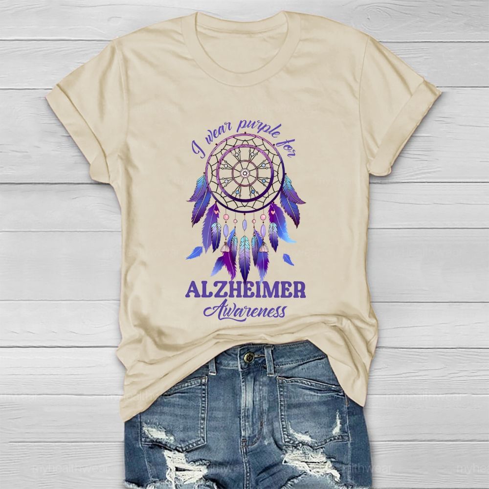 I Wear Purple For Alzheimer Awareness Dreamcatcher  Healthwear T-shirt