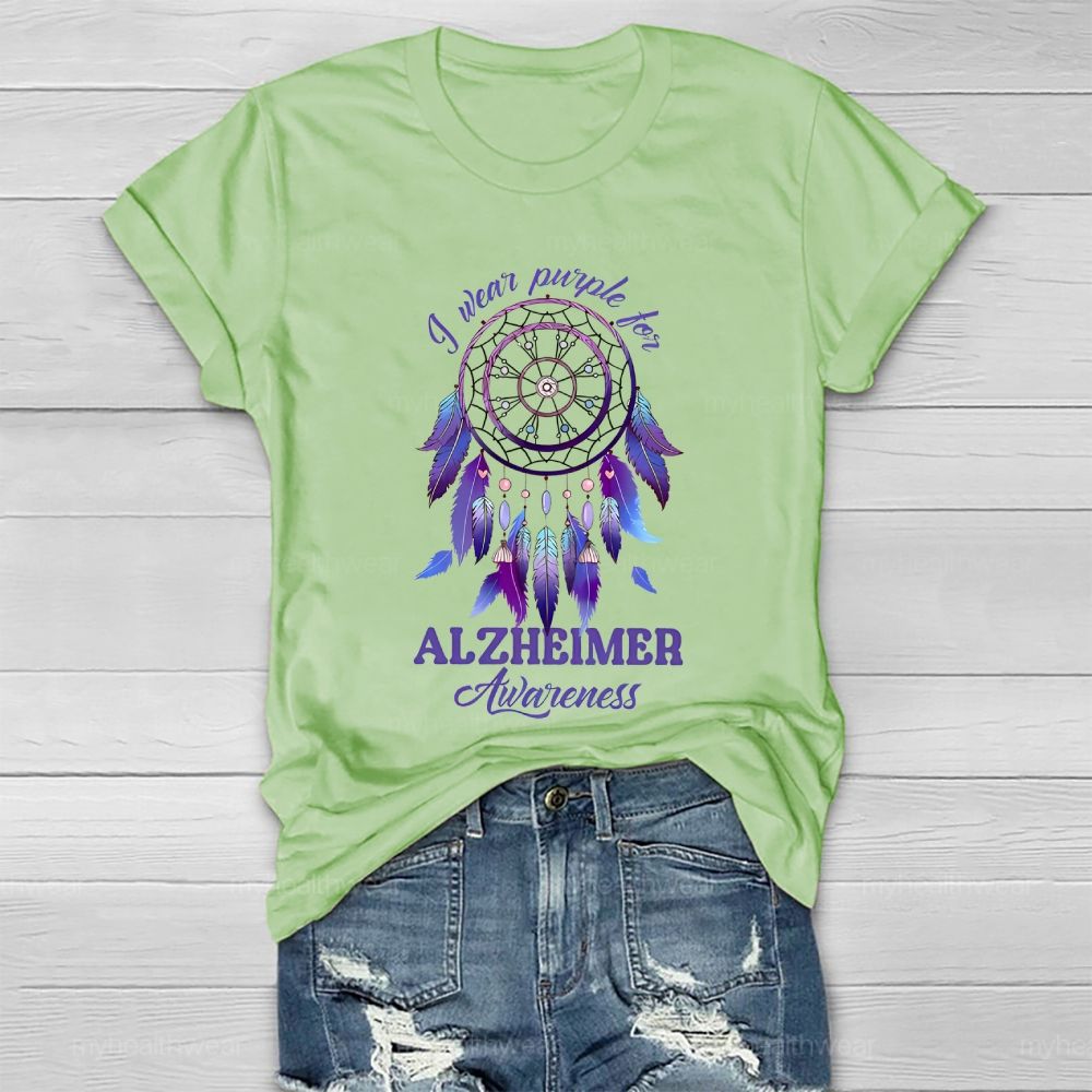 I Wear Purple For Alzheimer Awareness Dreamcatcher  Healthwear T-shirt