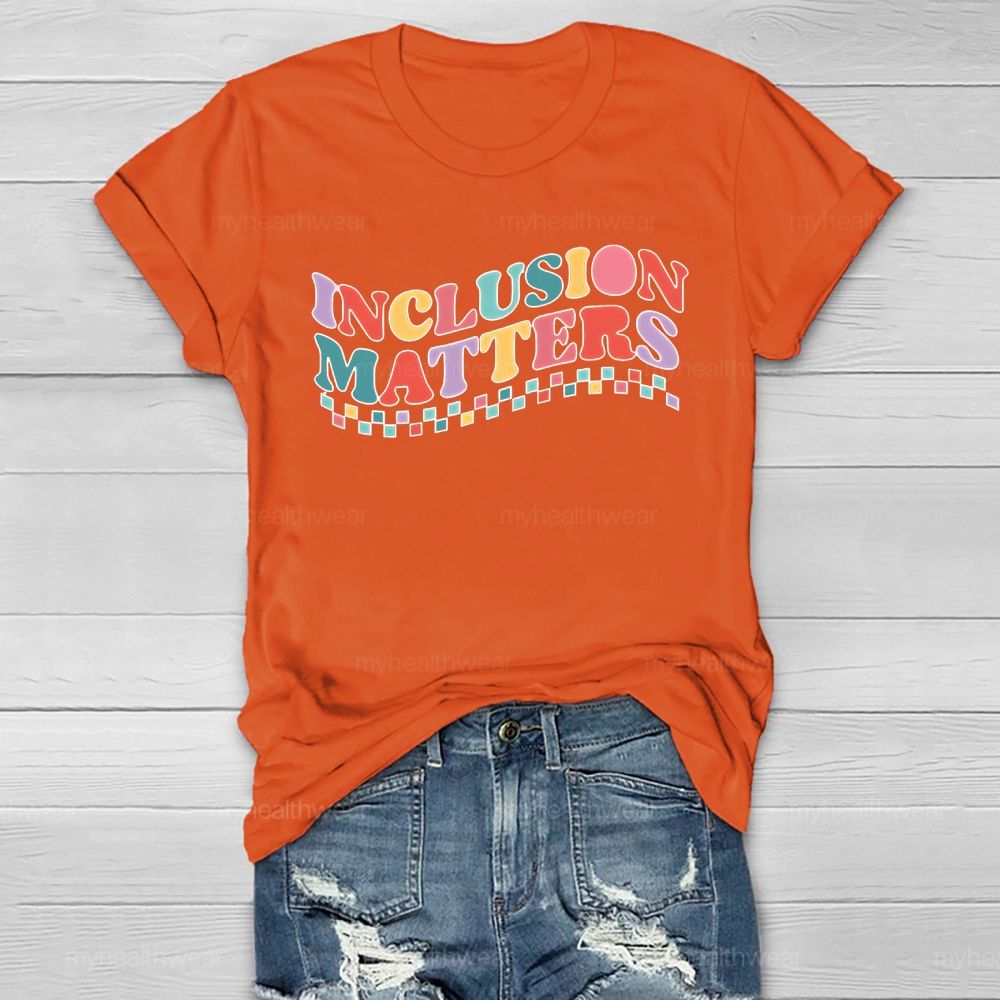 Inclusion Matters Colorful Checkered Letters  Healthwear T-shirt