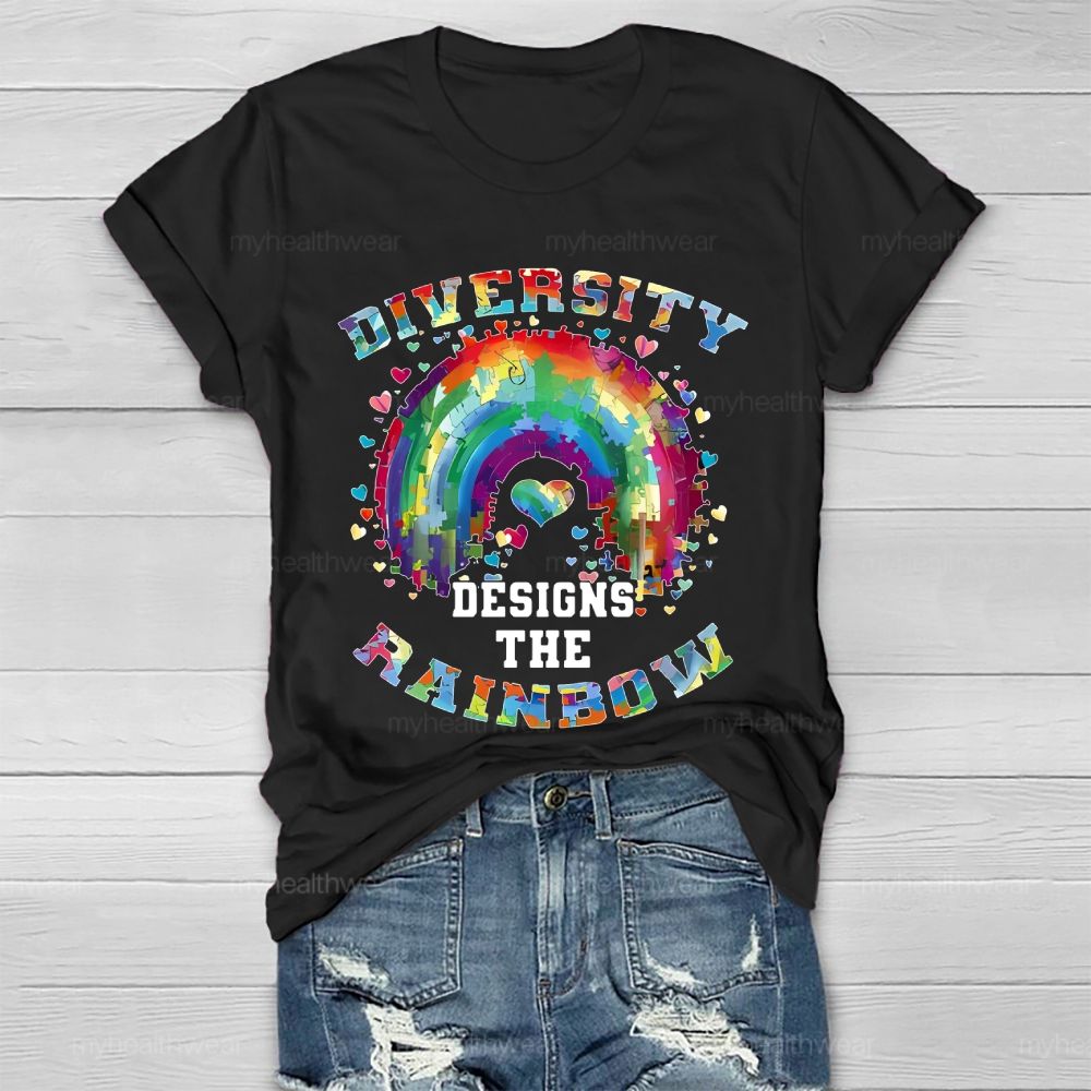 Diversity Designs The Rainbow Autism Awareness  Healthwear T-shirt